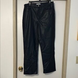 Navy faux leather pants